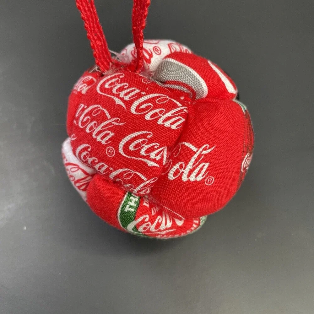 Vintage Cloth Christmas Ornaments Hand‎ Sewn Stuffed Coca Cola Quilted Red Coke